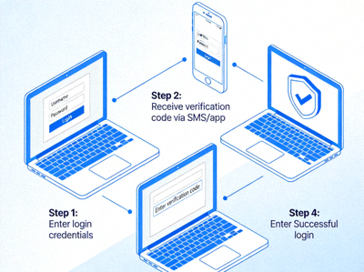 Ilustrasi visual tentang proses verifikasi dua faktor untuk meningkatkan keamanan login