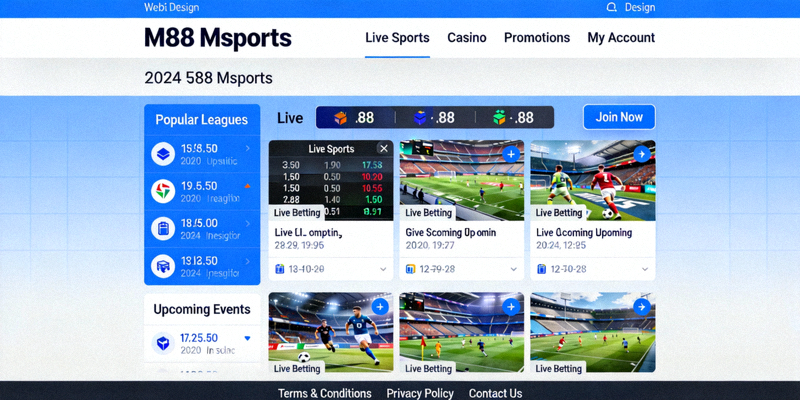 Tampilan antarmuka website M88 Msports terbaru 2024 dengan fitur lengkap