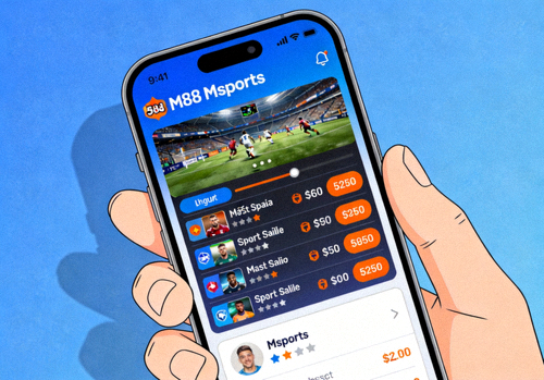 Ilustrasi penggunaan aplikasi M88 Msports pada perangkat seluler