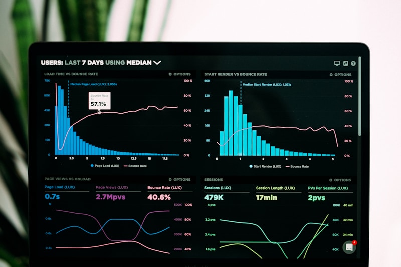 Ilustrasi grafik data dan analitik di layar komputer