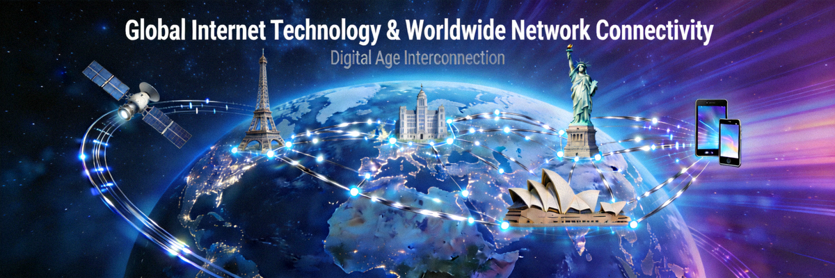 Ilustrasi teknologi internet global dan konektivitas jaringan dunia